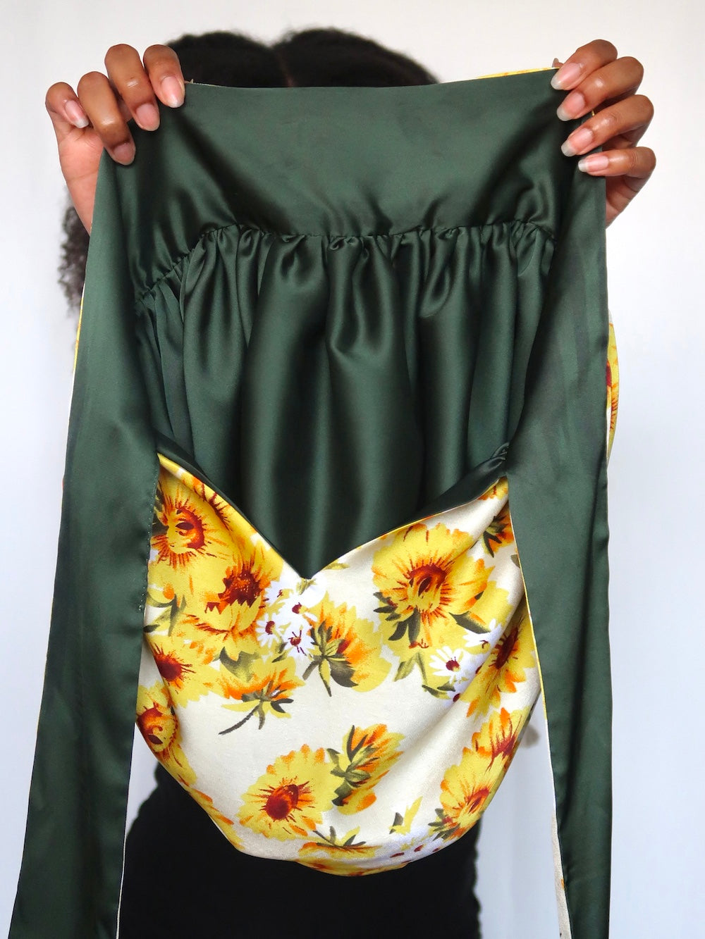 Bonnet de nuit en satin AVEC BANDE AJUSTABLE jaune - TOURNESOLEIL