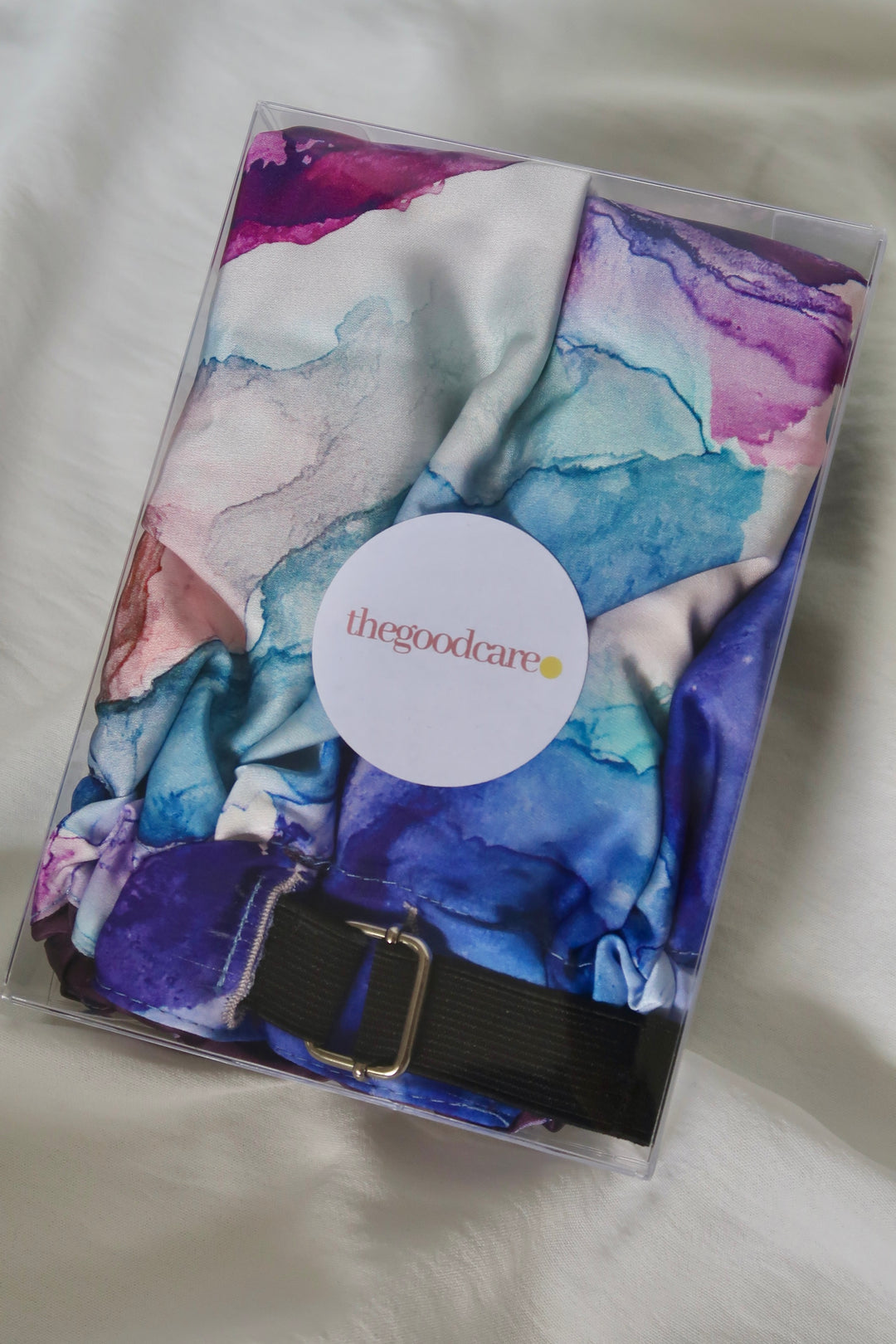 Bonnet de nuit en satin SIMPLE AVEC ÉLASTIQUE RÉGLABLE bleuet - ÉLYSORE