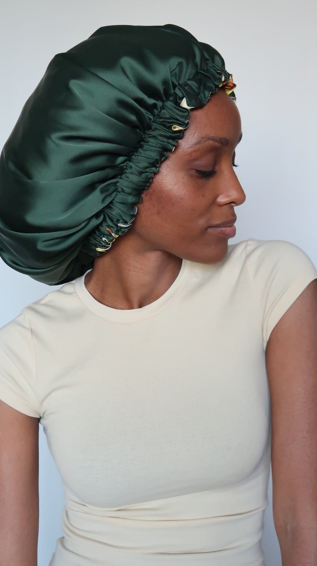 Bonnet de nuit en satin AVEC ÉLASTIQUE RÉGLABLE jaune - TourneSoleil