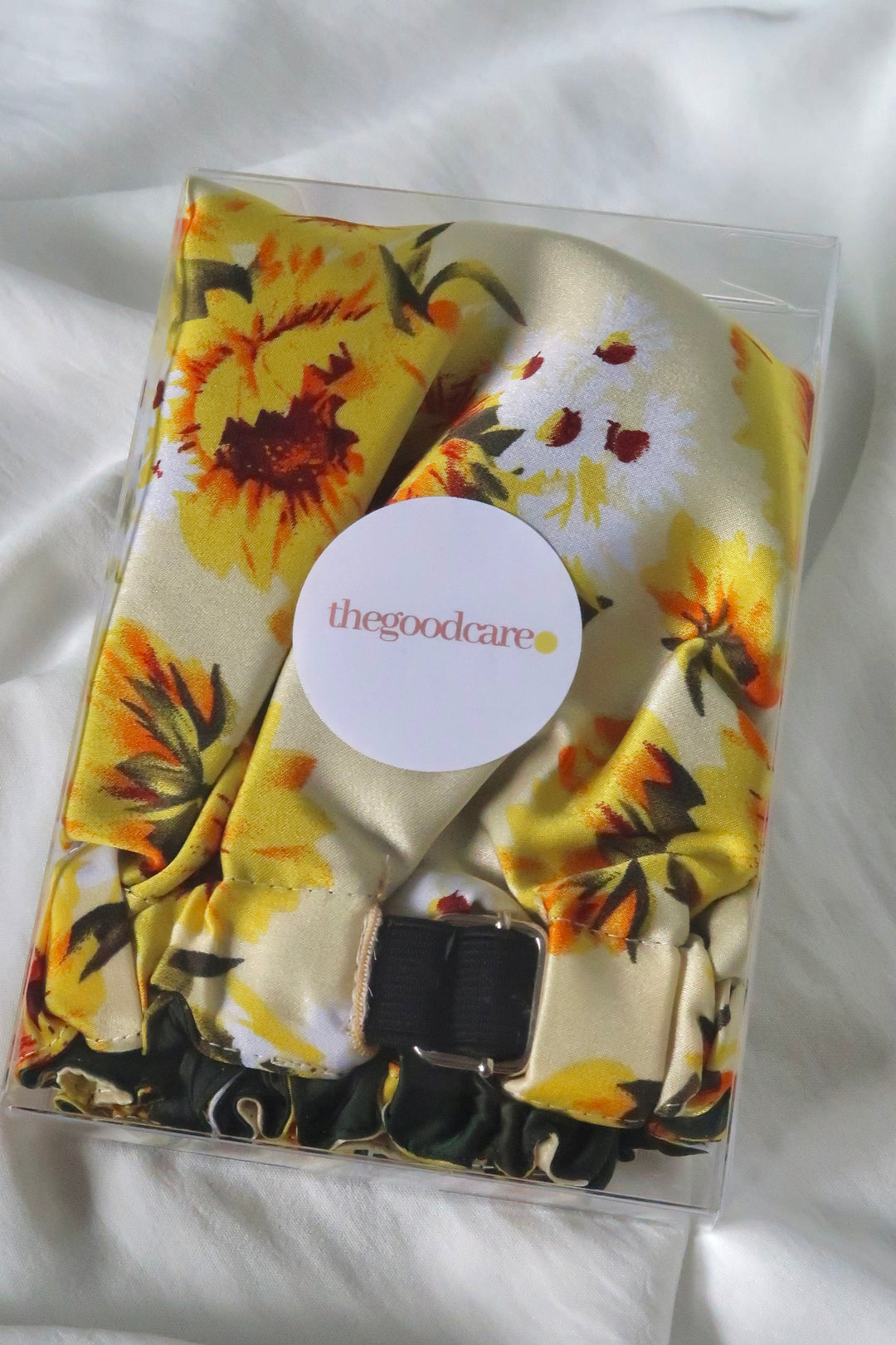 Bonnet de nuit en satin AVEC ÉLASTIQUE RÉGLABLE jaune - TourneSoleil