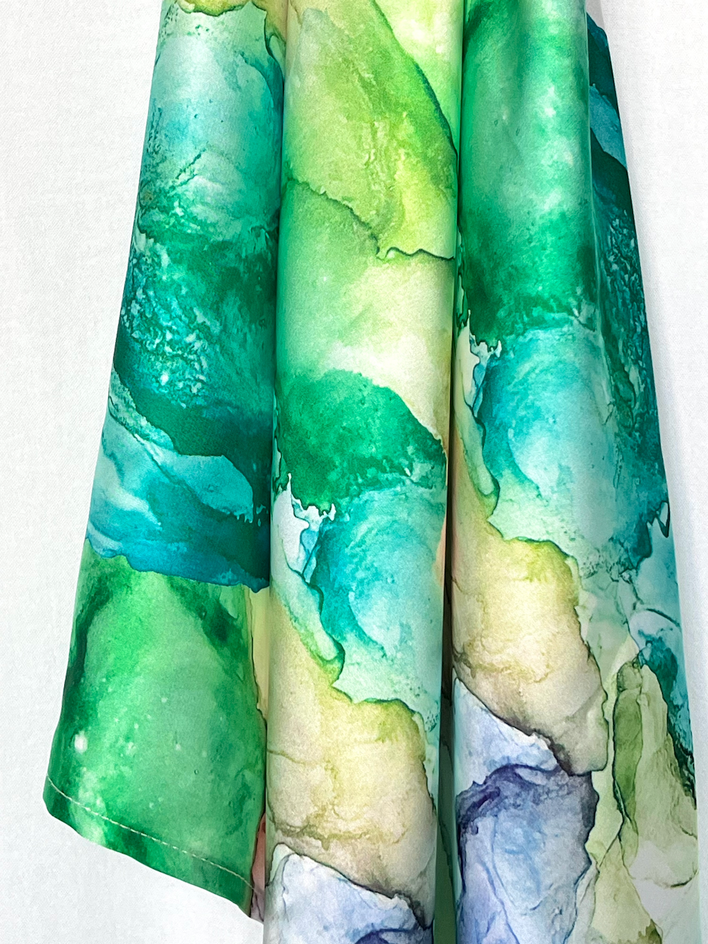 Foulard satin vert motif - JESSIE