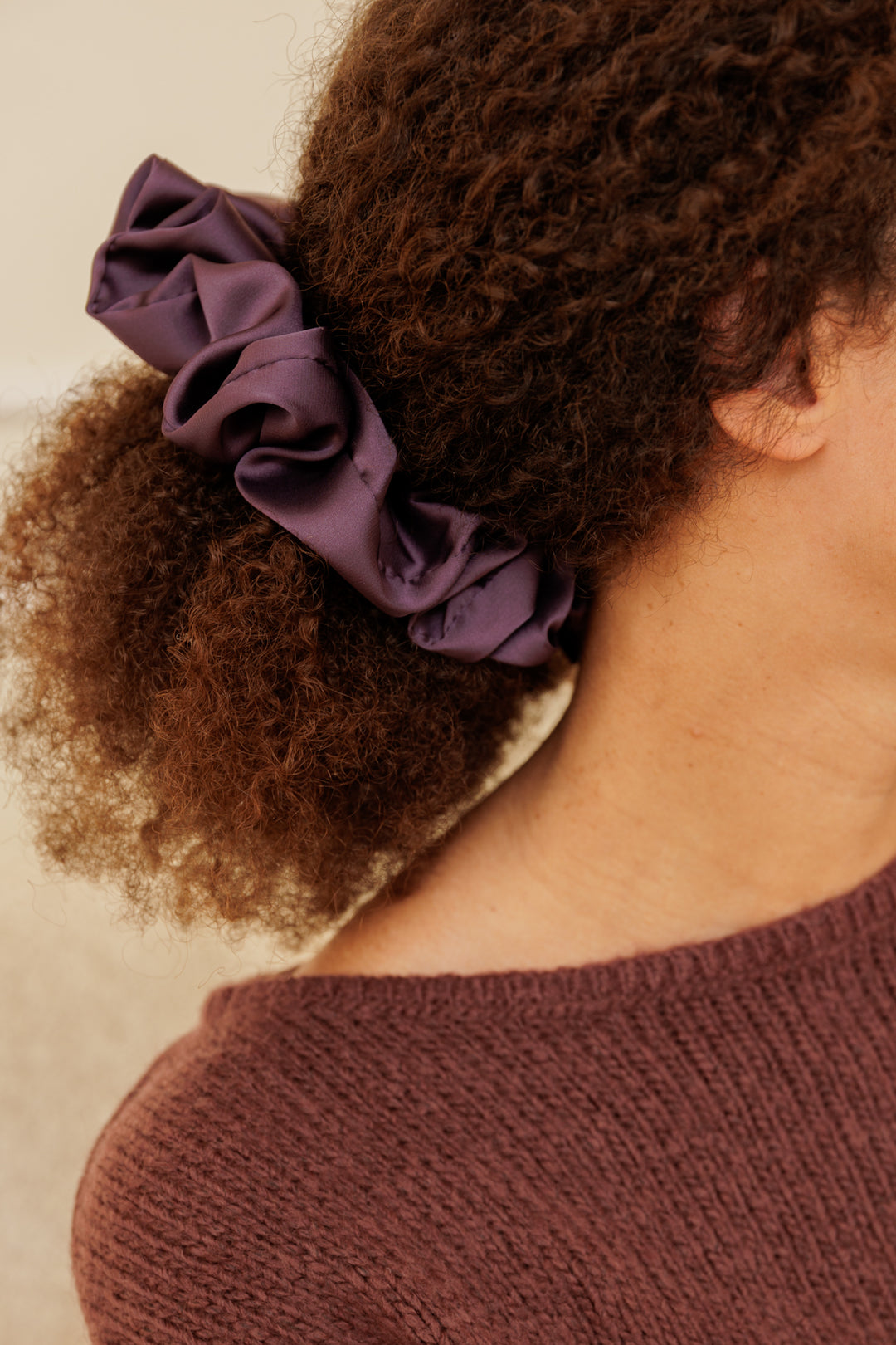 CHOUCHOU en satin Maxi, Classic, Mini violet foncé - HAZEL