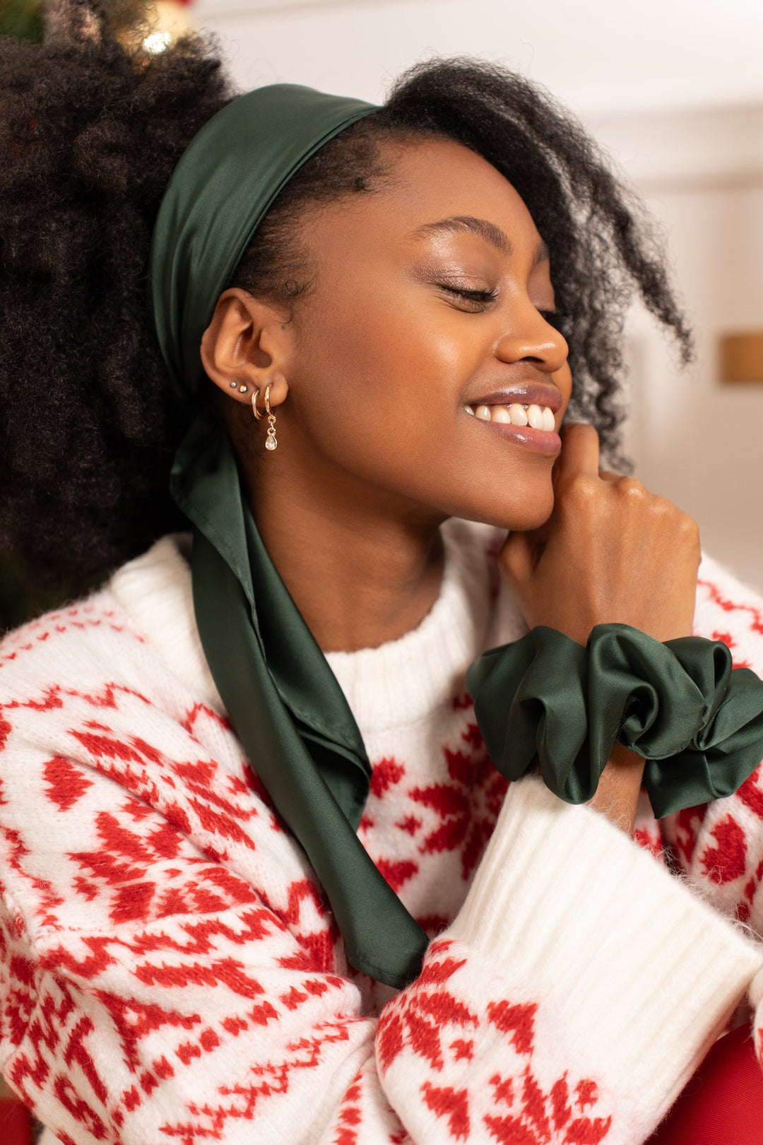 CHOUCHOU en satin Maxi, Classic, Mini vert nuit - CRISTINA