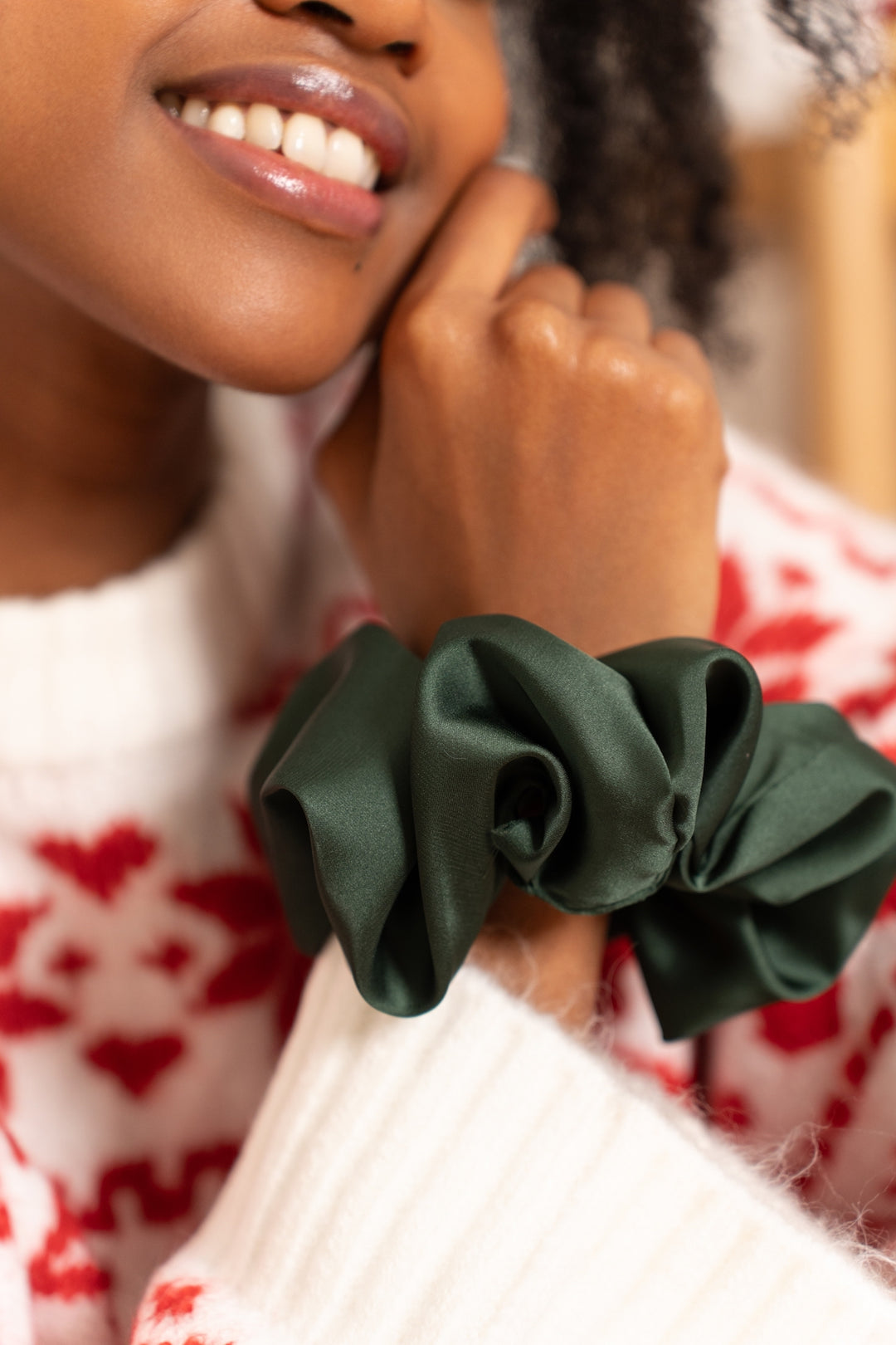 CHOUCHOU en satin Maxi, Classic, Mini vert nuit - CRISTINA