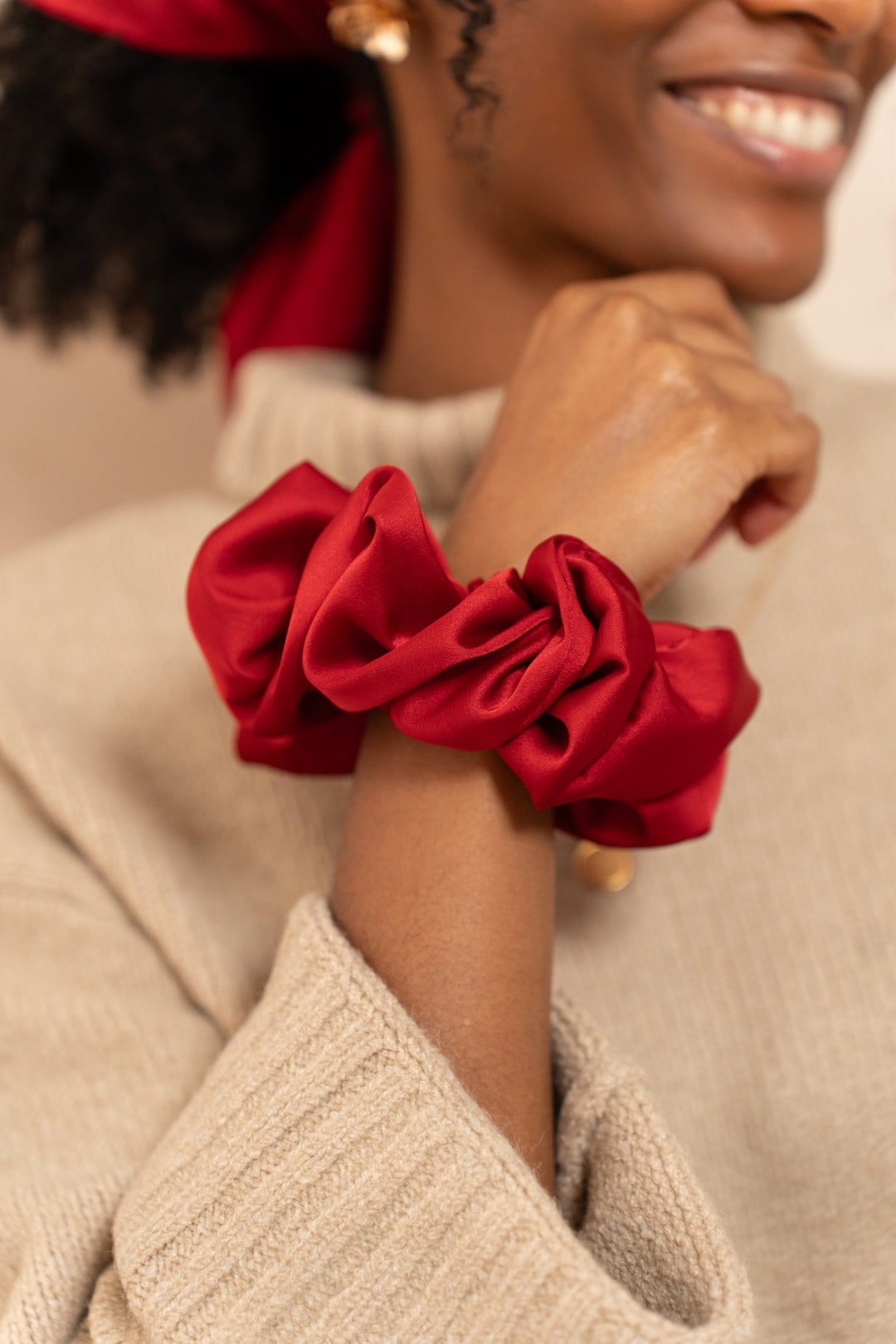 CHOUCHOU en satin Maxi, Classic, Mini rouge nuit - ENEIDA