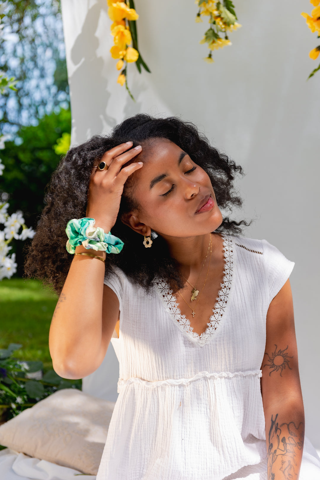 CHOUCHOU en satin MAXI, CLASSIC, MINI vert - JESSIE