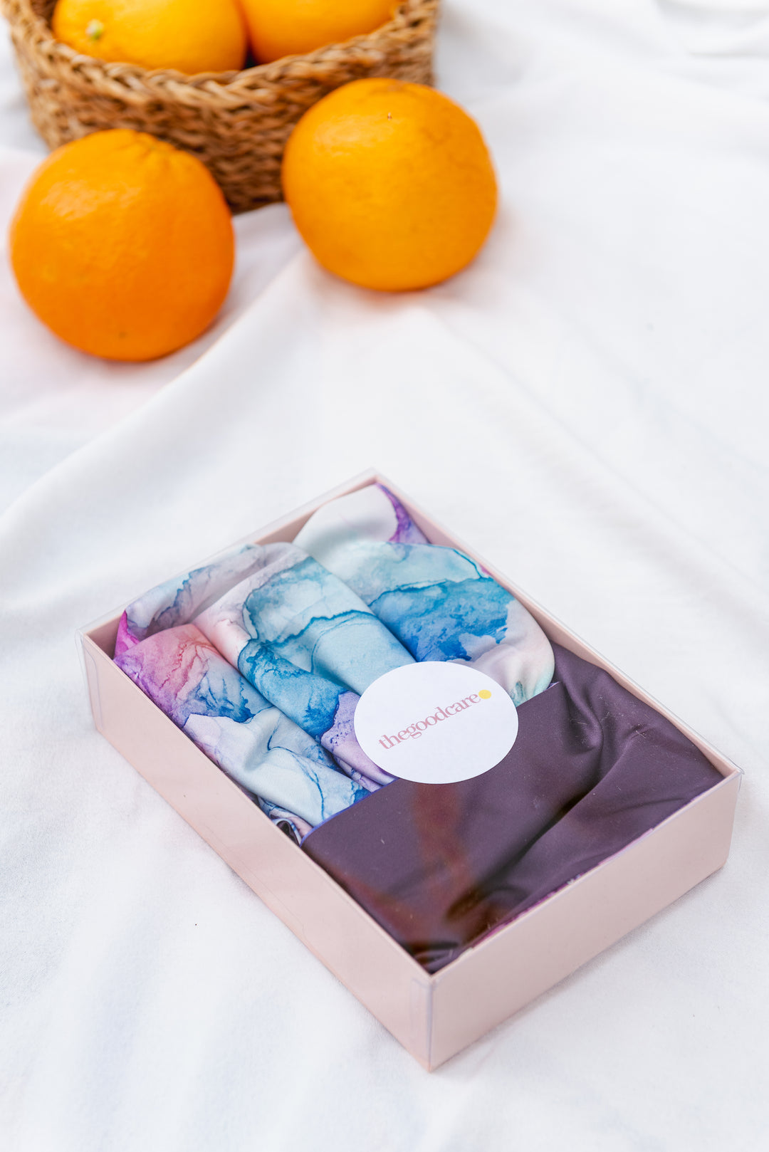 BONNET DE NUIT EN SATIN avec bande ajustable bleuet - ÉLYSORE